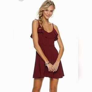 Alter'd State Burgundy Mini skater Dress with adjustable straps Size Small